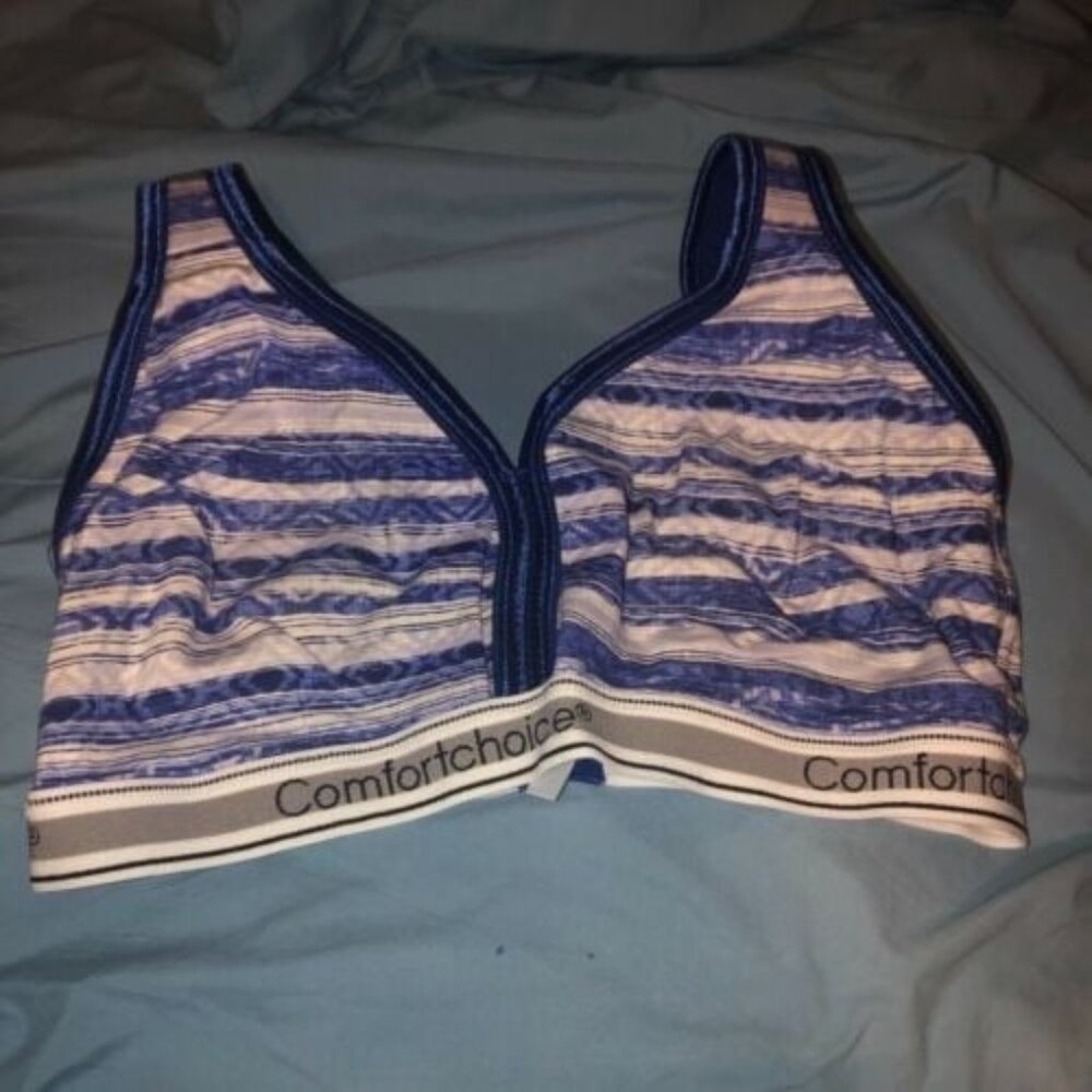 NEW Comfort Choice Women’s Bra Cotton Blend Wirefree SZ  38G Striped